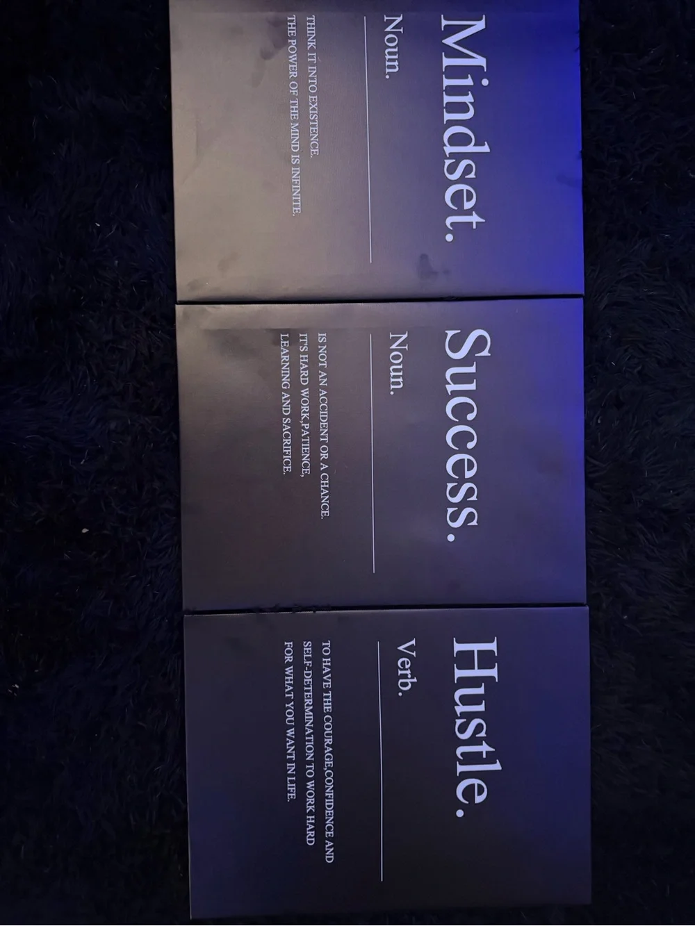 Motivational Wall Art Set - Mindset Success Hustle (Black)
